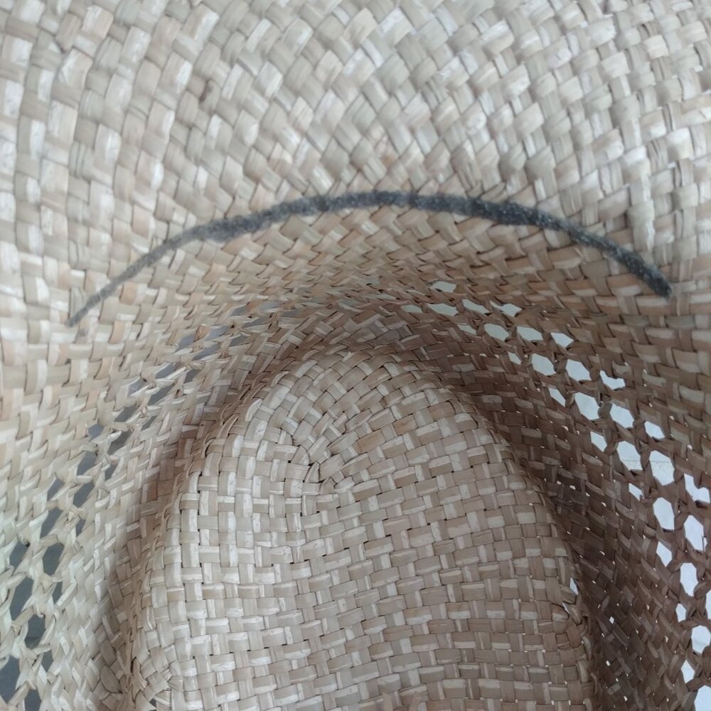 Straw sunhat with brim and faded pastel trim - Picture 5 of 9